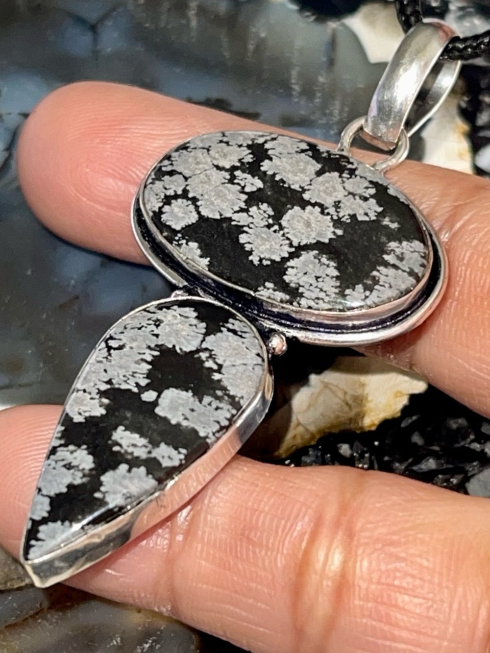 Snowflake Obsidian Pendant 2 1/2”